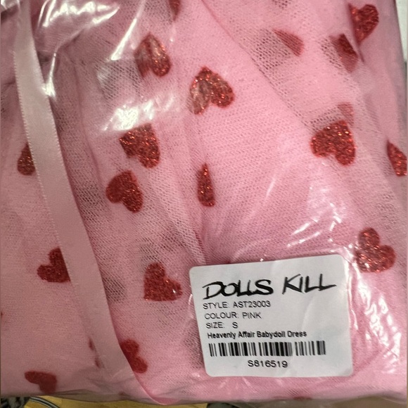 NWT Small Dolls Kill Sugar Thrillz Heavenly Affair Tulle Heart Flocked Babydoll - Picture 15 of 16